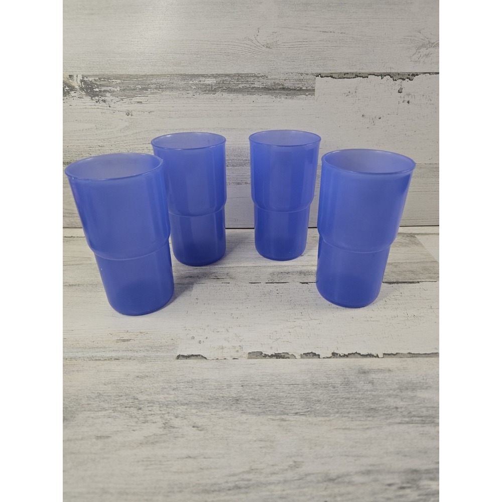Tupperware 12oz Purple Stackable Tumblers Set of 4 Plastic Cups 2418B-2 USA